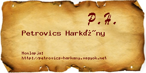 Petrovics Harkány névjegykártya